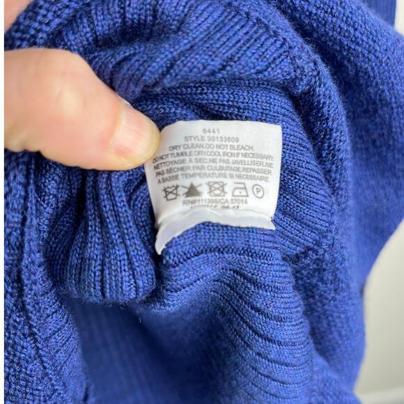 Tory Burch Wool Sweater Wmns Sz S Boatneck Long Sleeve Peplum Waist Blue - Picture 10 of 11